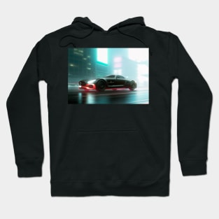 Cyberpunk Mercedes Benz AMG GT in the streets Hoodie